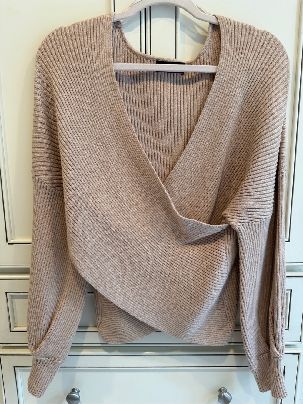 DO+BE V-Neck Ribbed Wrap Sweater - Taupe